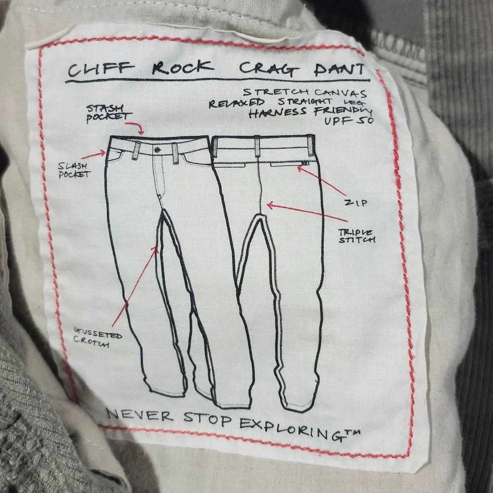 The North Face Cliff Rock Crag Pant Mens 38 Gray Corduroy Relaxed Straight Leg
